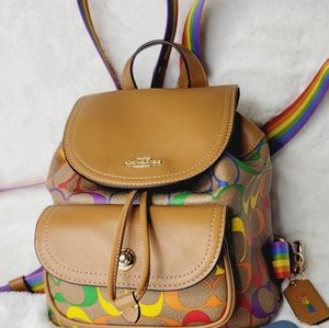 NWT Coach Signature Rainbow Backpack Designer Bag